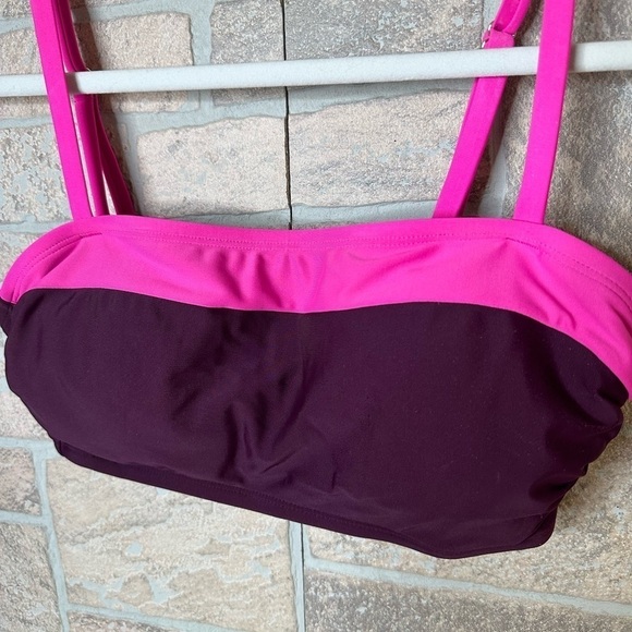 Kona Sol color block  burgundy padded swim top medium - Picture 3 of 5